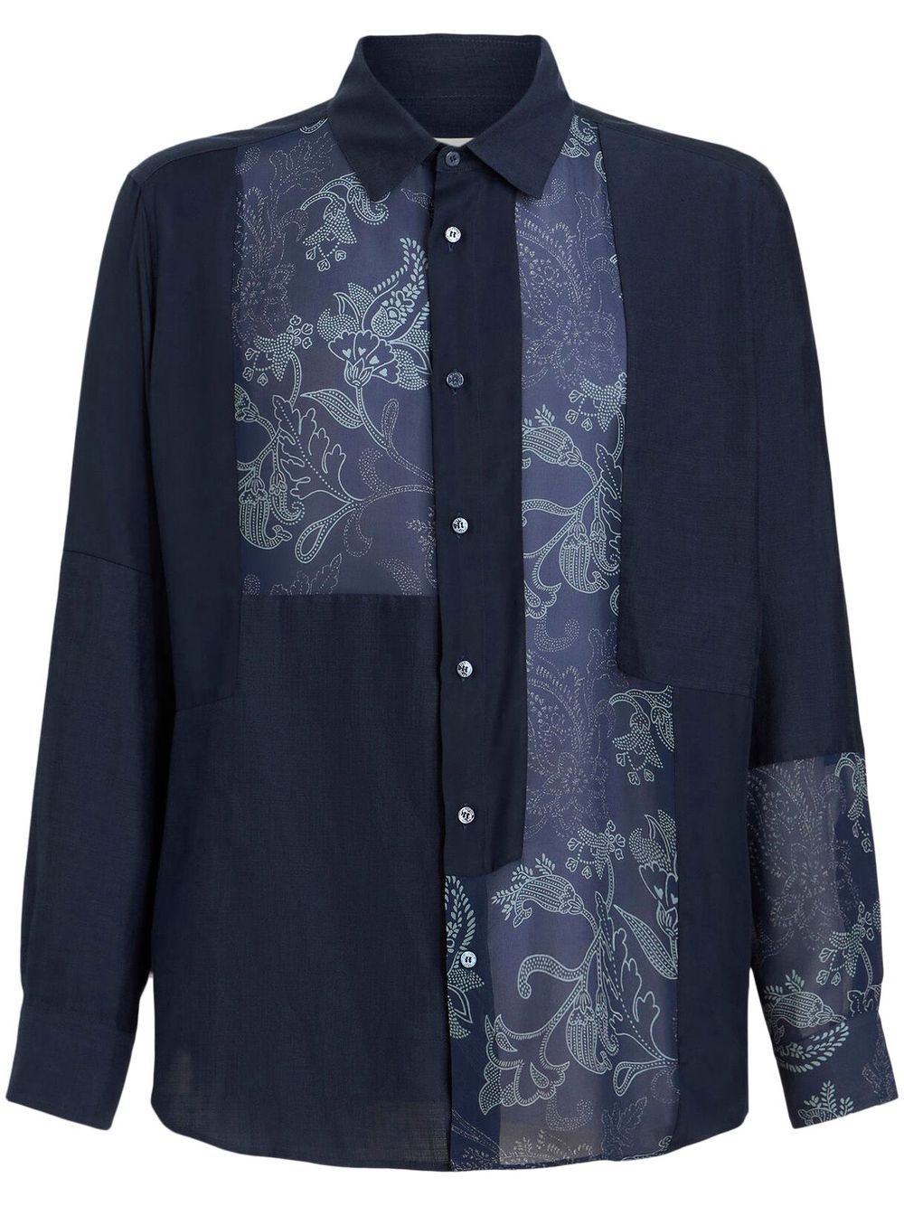 Etro Hemd Mit Blumen-print In Navy