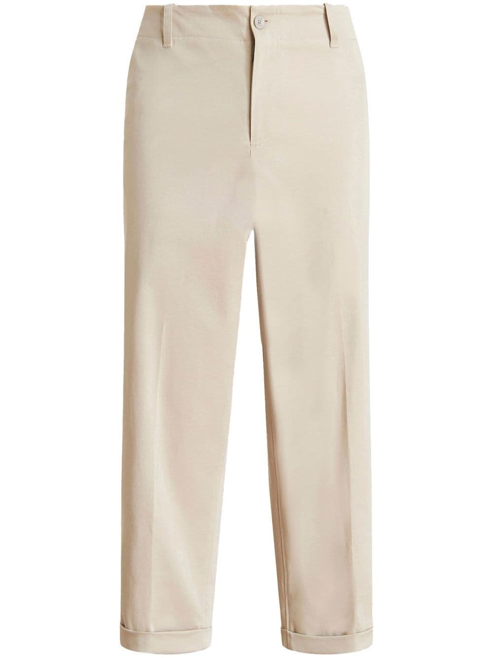 Etro Slim-fit Straight-leg Cotton-blend Gabardine Trousers In Beige