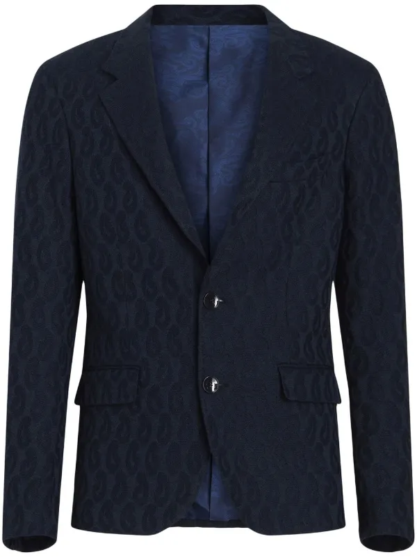 ETRO ペイズリー ジャカード テーラードジャケット ブルー ETRO ペイズリージャカード シングルジャケット | ブルー