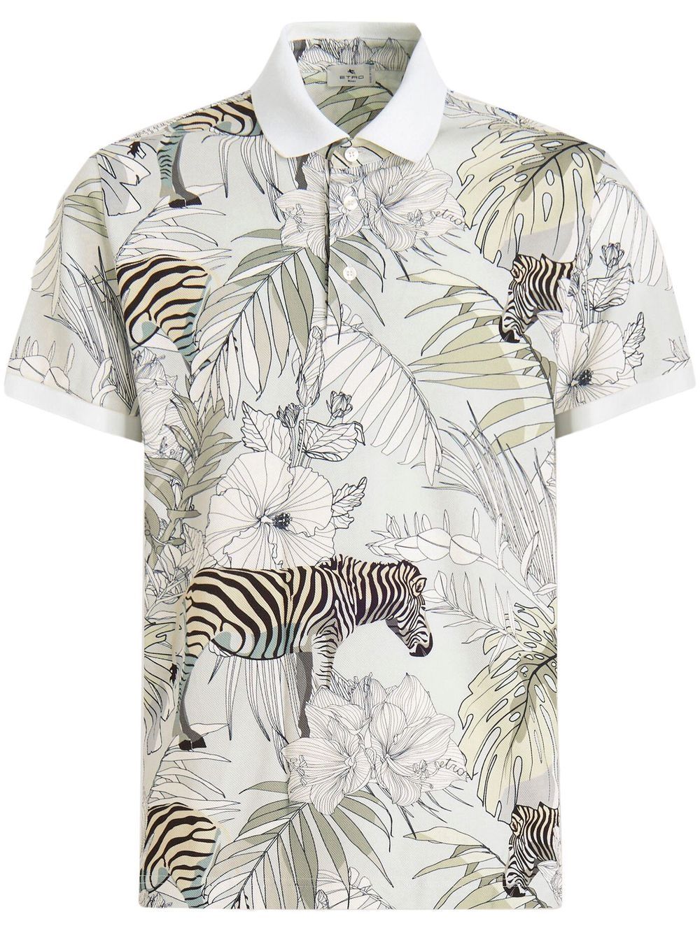 Etro All-over Animal-print Polo Shirt In Beige