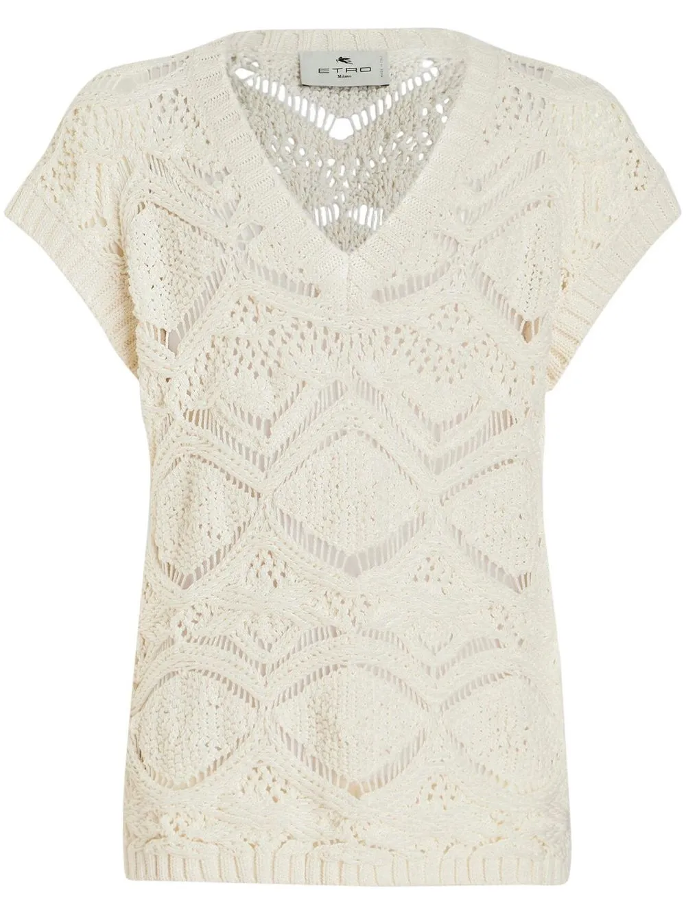 

ETRO floral knit V-neck vest - White