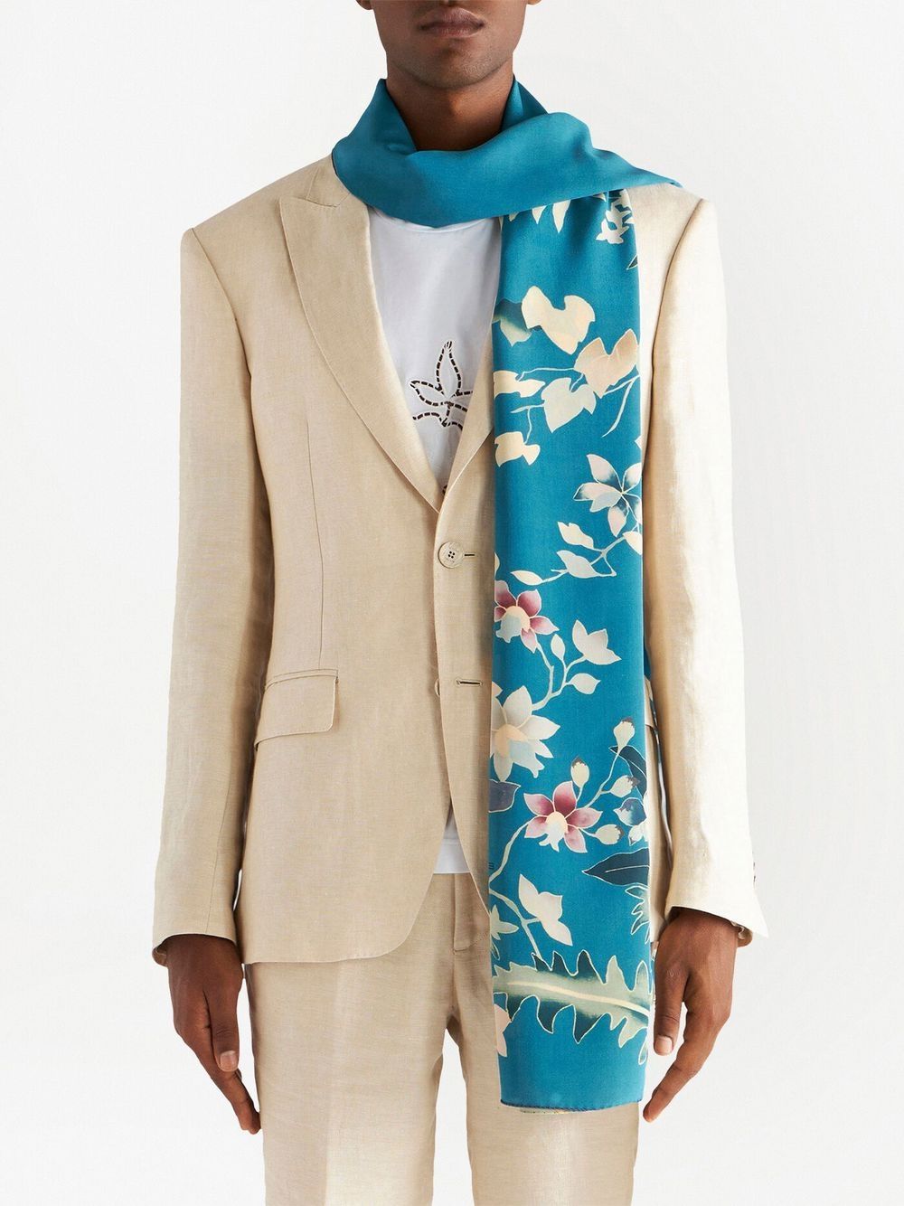 ETRO Sjaal met bloemenprint - Blauw