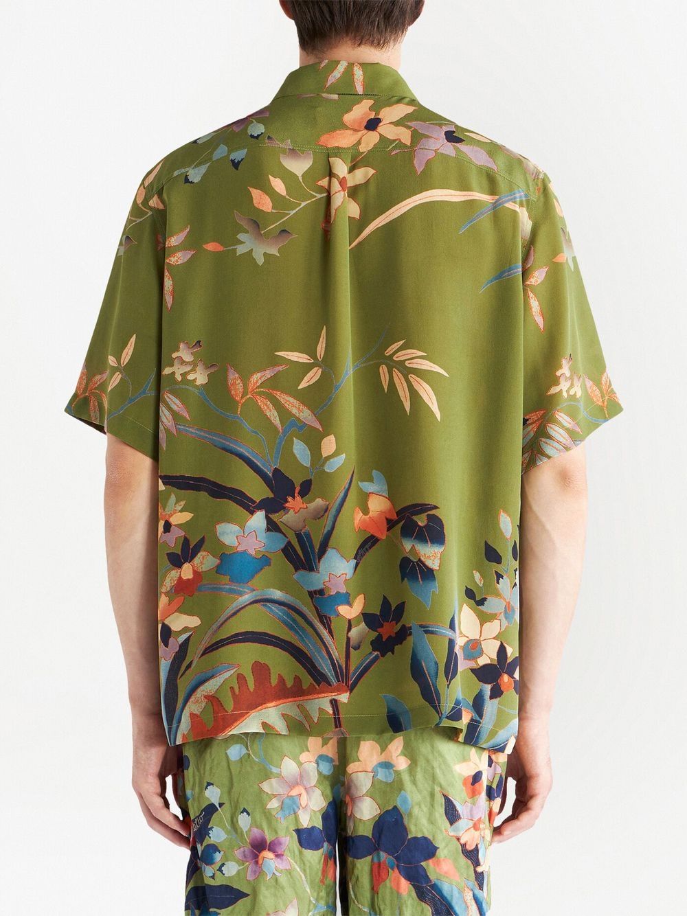 Shop Etro Floral-print Silk Shirt In Green