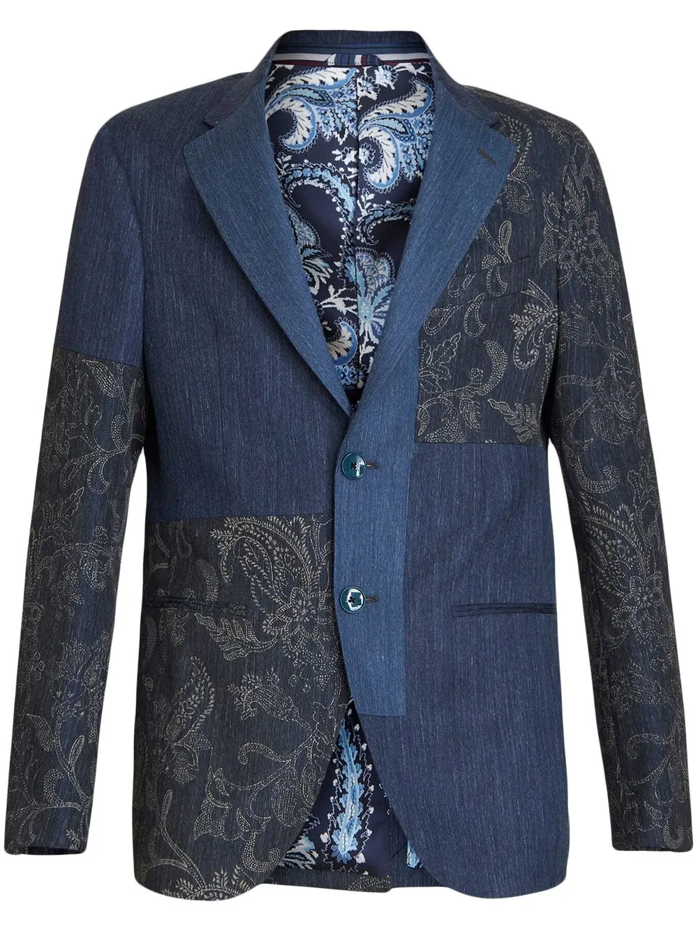 ETRO patchwork single-breasted blazer - Blue