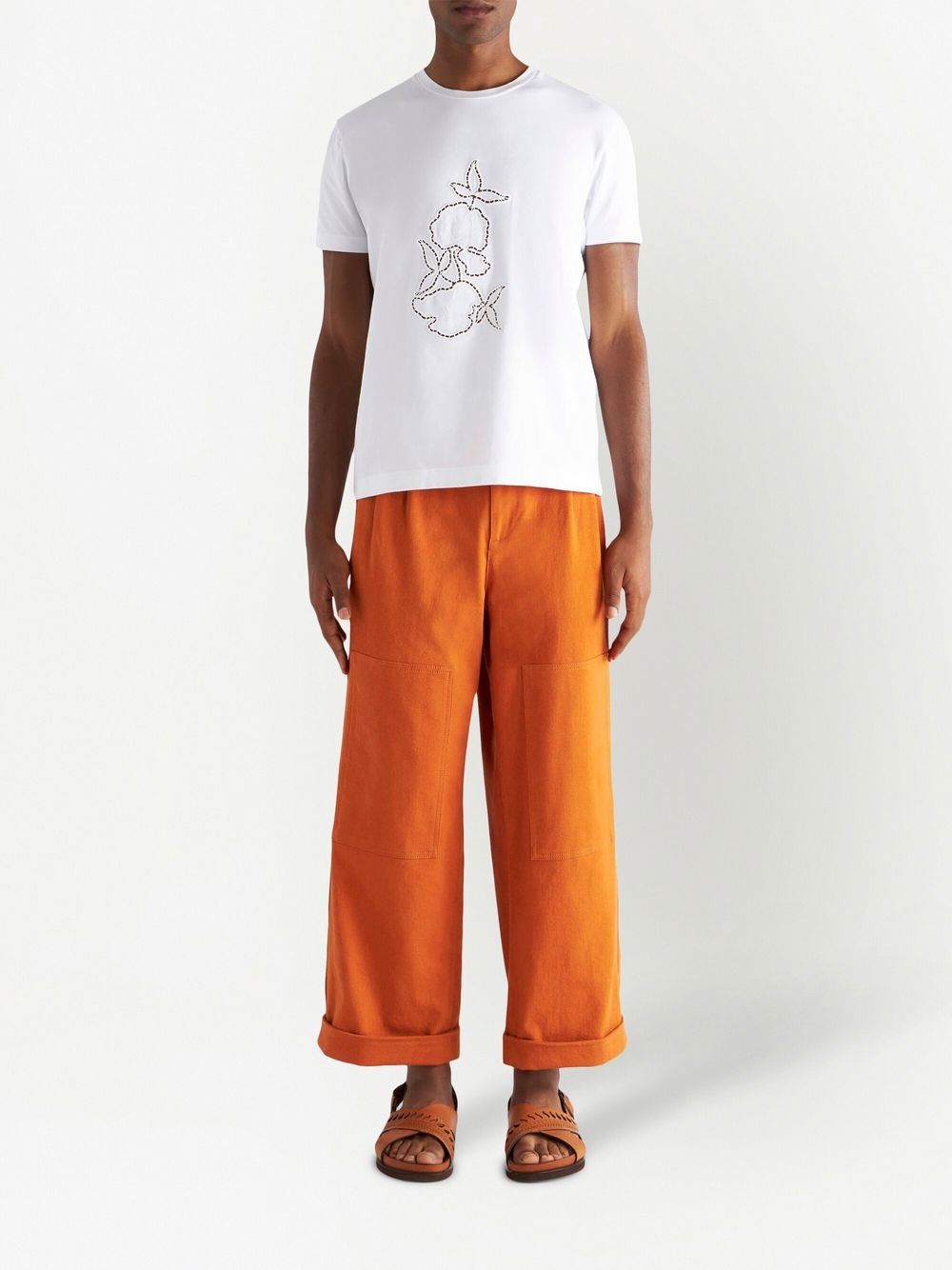 Shop Etro Wide-leg Long-length Trousers In Orange