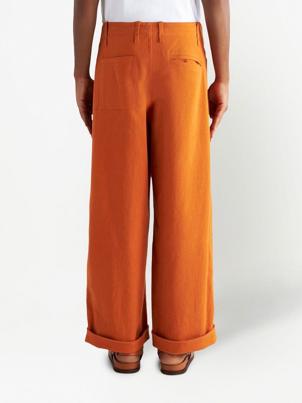 Shop Etro Wide-leg Long-length Trousers In Orange