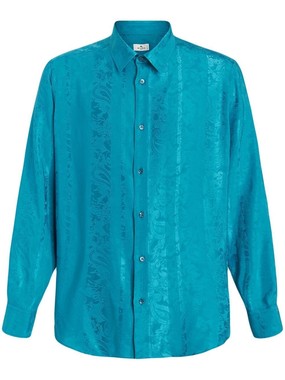 Etro Paisley Print Silk Shirt In Blue