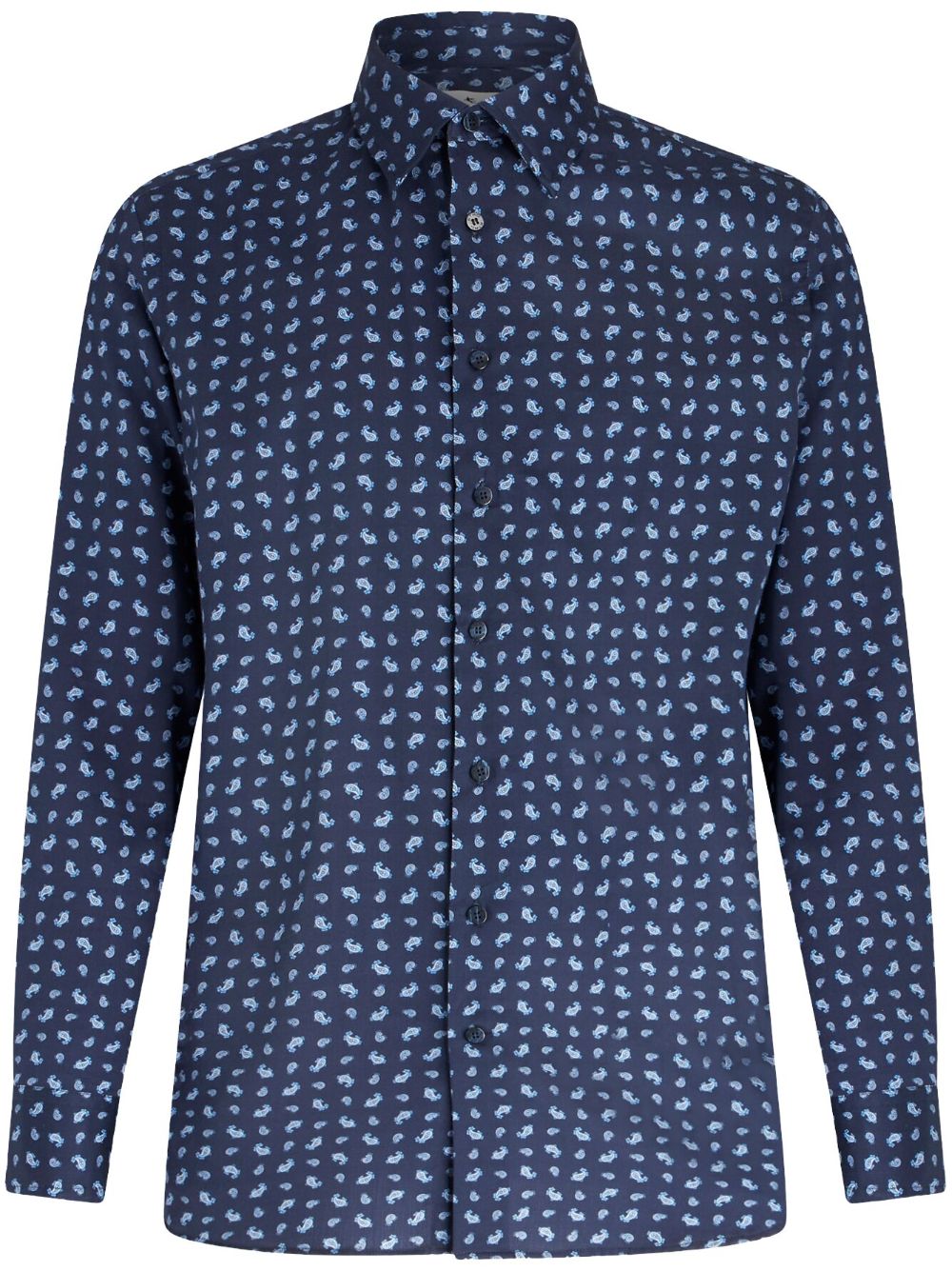 Etro Paisley-print Cotton Shirt In Blau