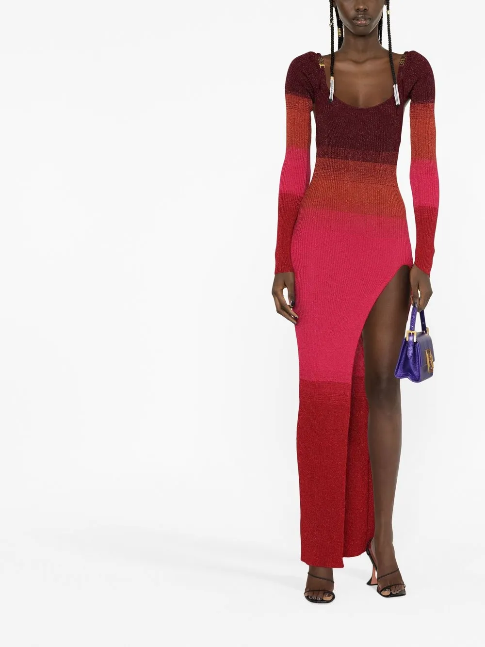 Gcds Metallic Ribbedknit Bodycon Dress In 红色 ModeSens