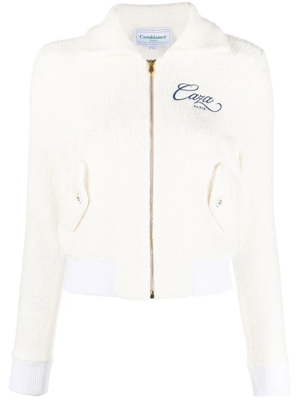 Casablanca embroidered-logo zip-fastening jacket - White