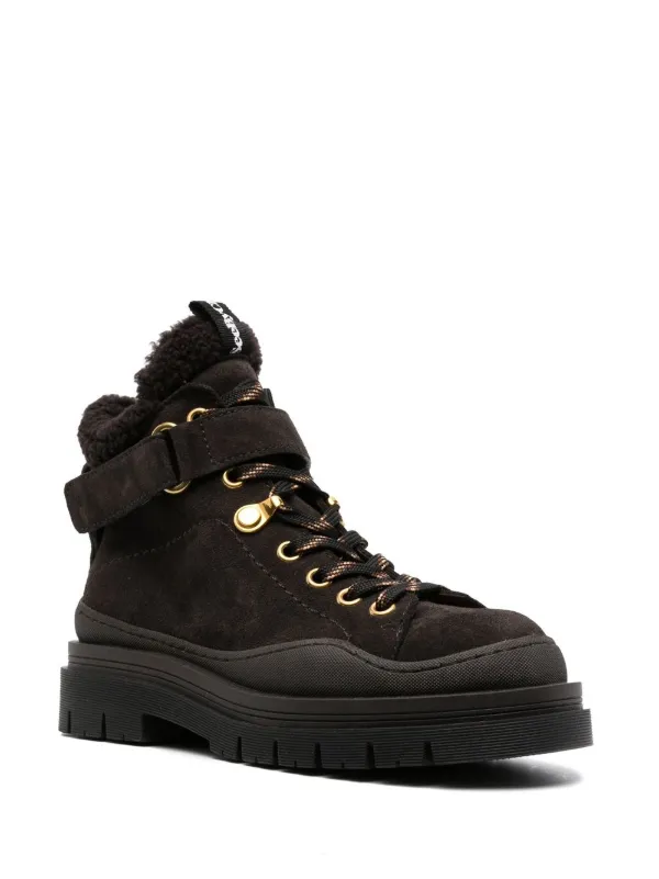 Shearling lace shop up boots