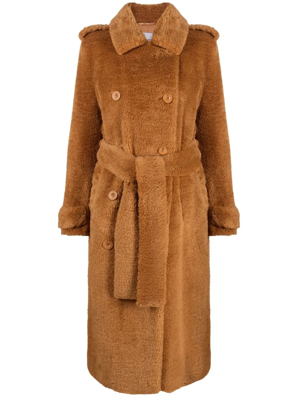 

STAND STUDIO double-breasted belted-waist coat - Marrón