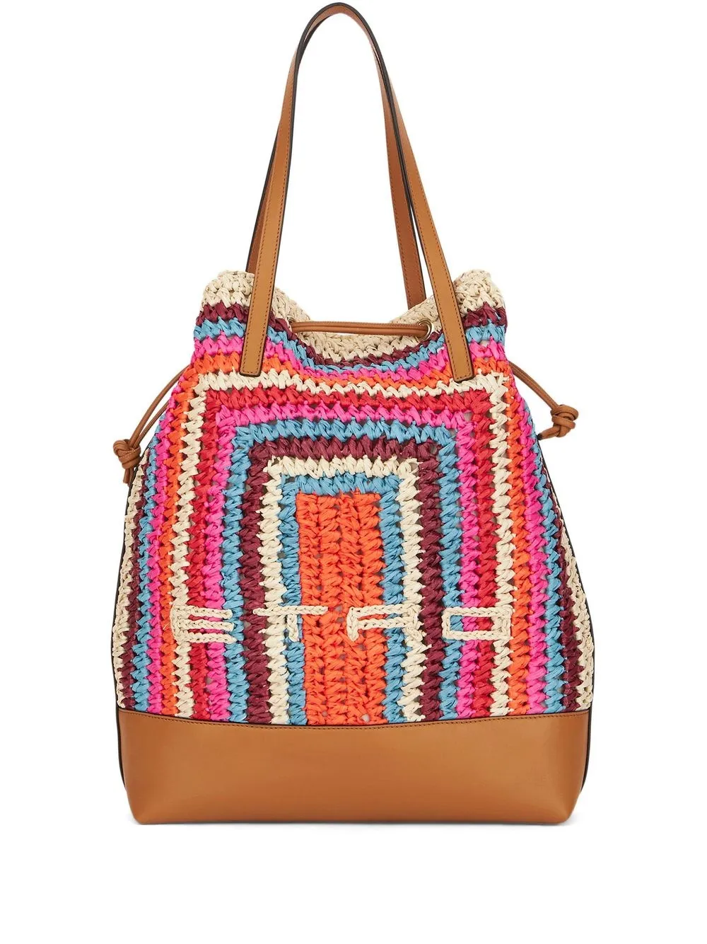 ETRO woven stripe tote bag - Brown