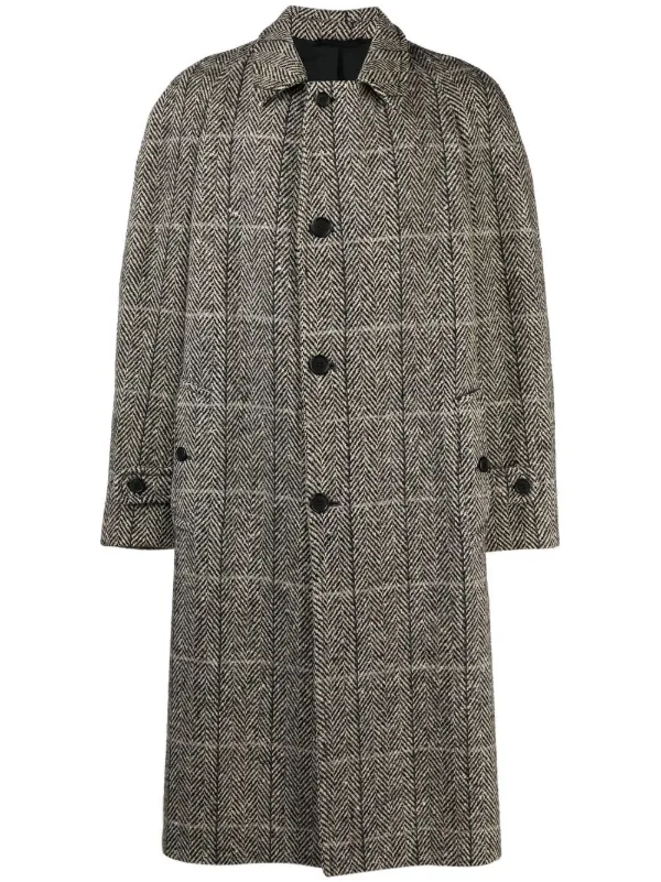 A.N.G.E.L.O. Vintage Cult 1990s Herringbone Wool Coat | Black 