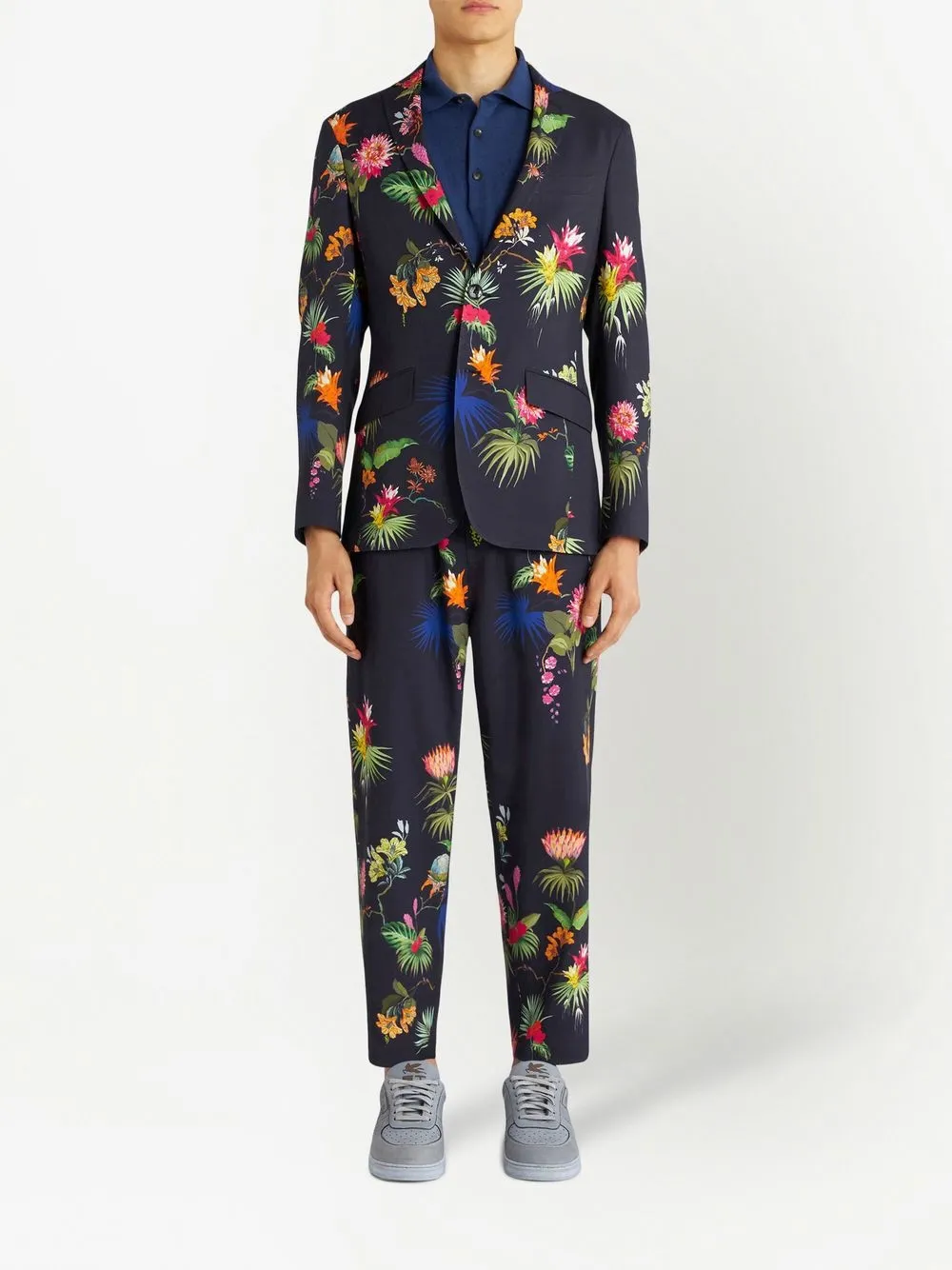 ETRO floral-print single-breasted blazer - Blauw