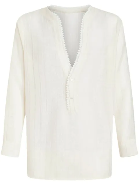 ETRO - scallop-trim V-neck shirt
