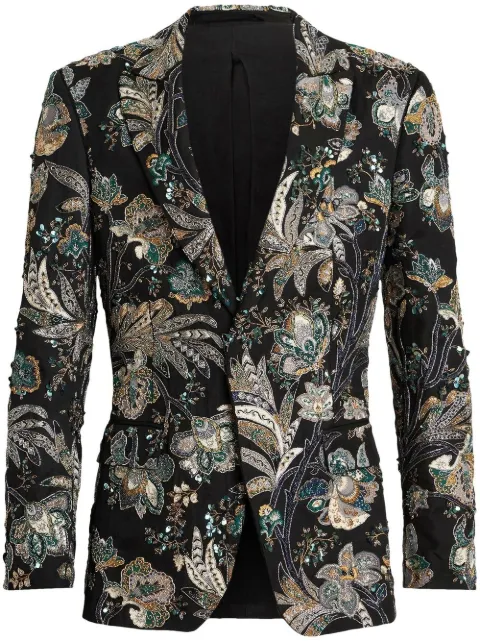 ETRO floral-jacquard single-breasted blazer
