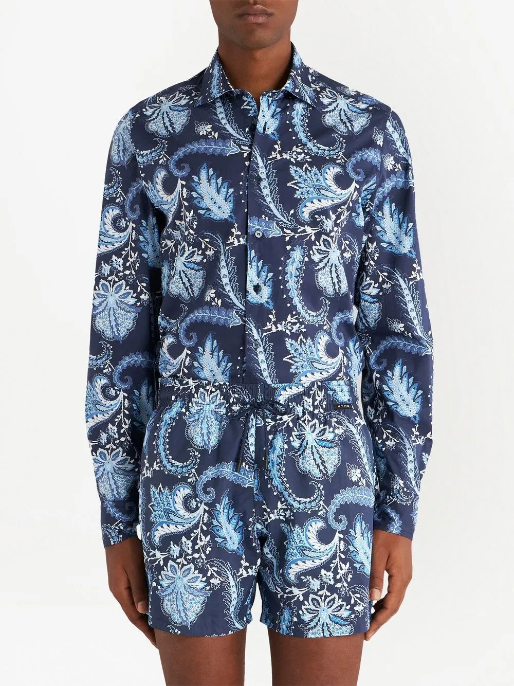 Shop Etro Paisley-print Long-sleeve Shirt In Blue