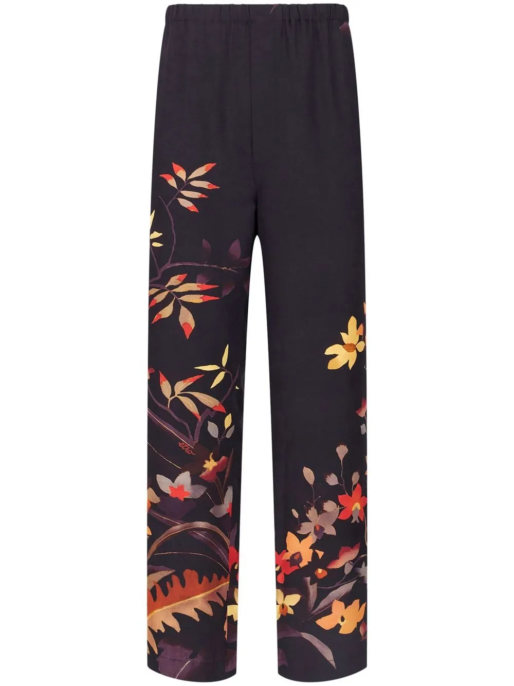

ETRO floral-print silk trousers - Black