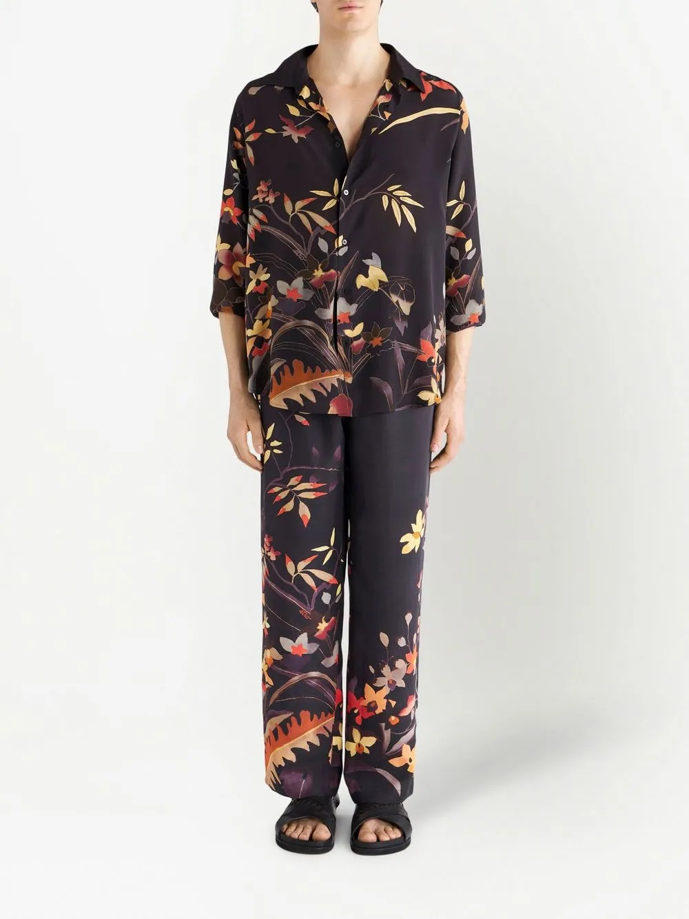 ETRO Broek met bloemenprint - Zwart