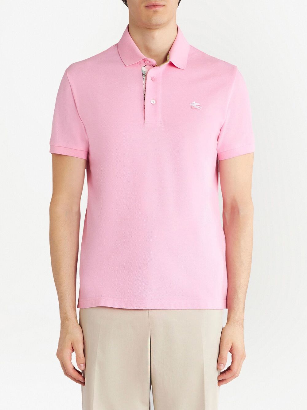 Shop Etro Embroidered-logo Polo Shirt In Pink