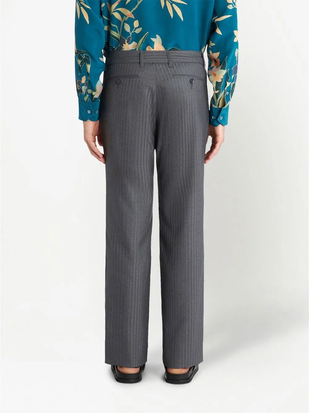Etro Virgin-wool Straight Leg Trousers In Grey