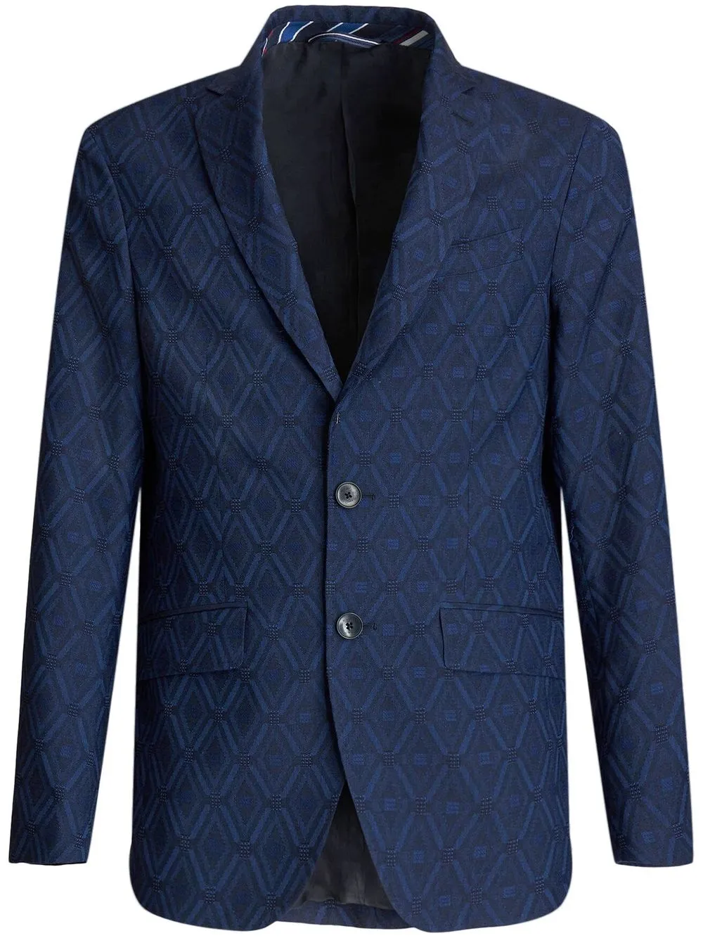 ETRO monogram-pattern single-breasted blazer - Blue