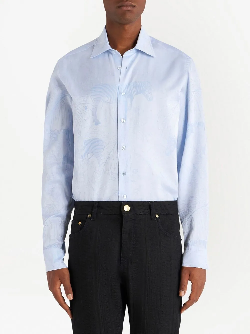 ETRO T-shirt met zebraprint - Blauw