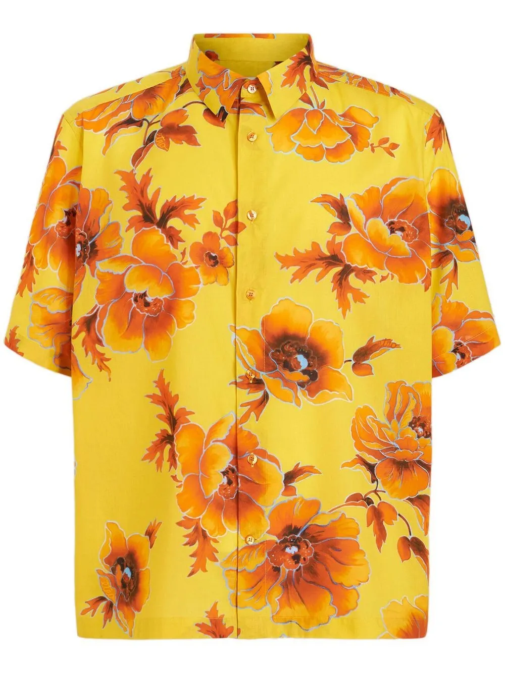 Etro Men's Camicia Soho Floral Print Short-sleeve Shirt In Gold