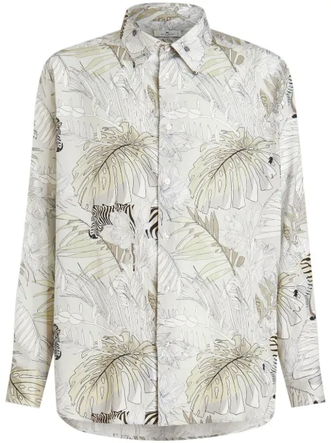 ETRO leaf-print long-sleeve shirt