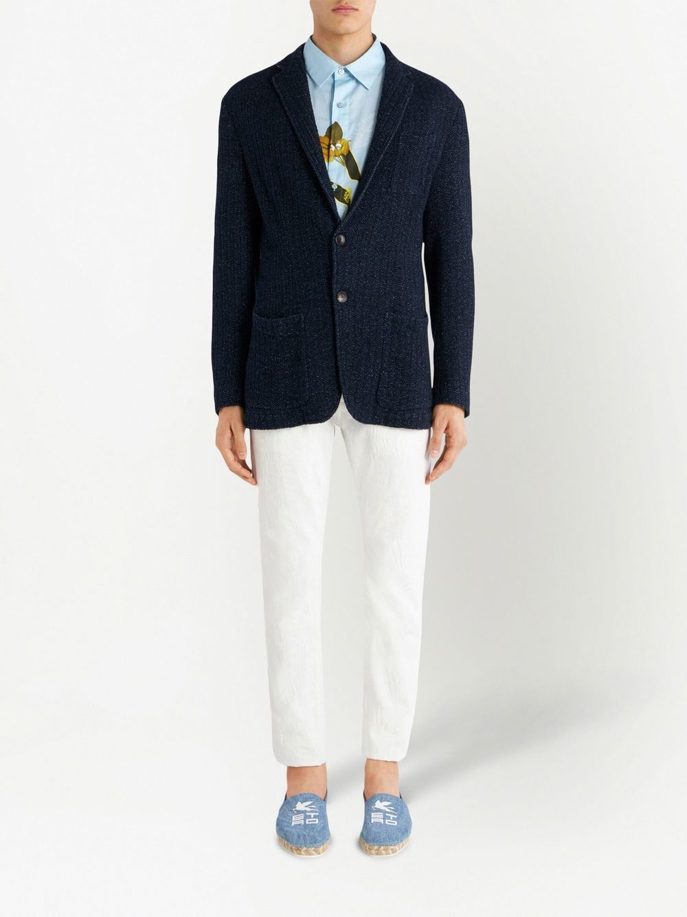 Shop Etro Fitted Single-breasted Blazer In Blue
