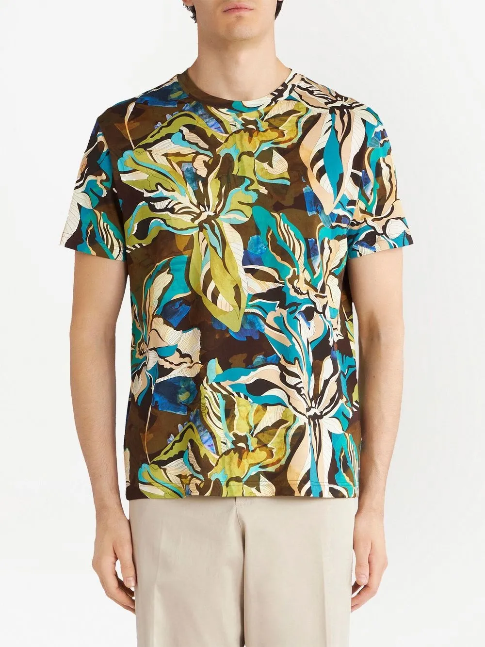 ETRO T-shirt met bloemenprint - Bruin