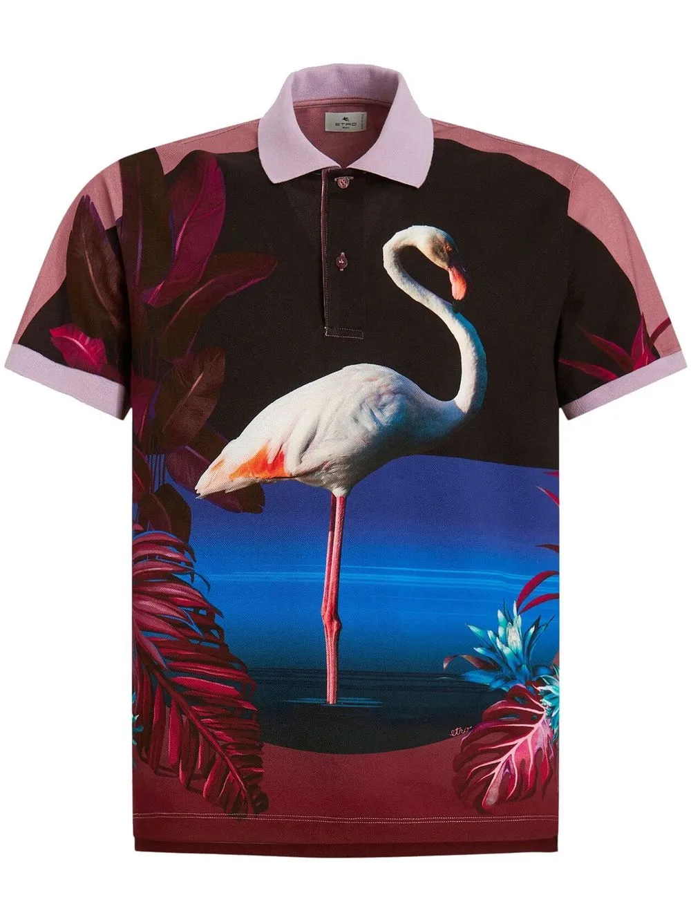 

ETRO flamingo-print cotton polo shirt - Red