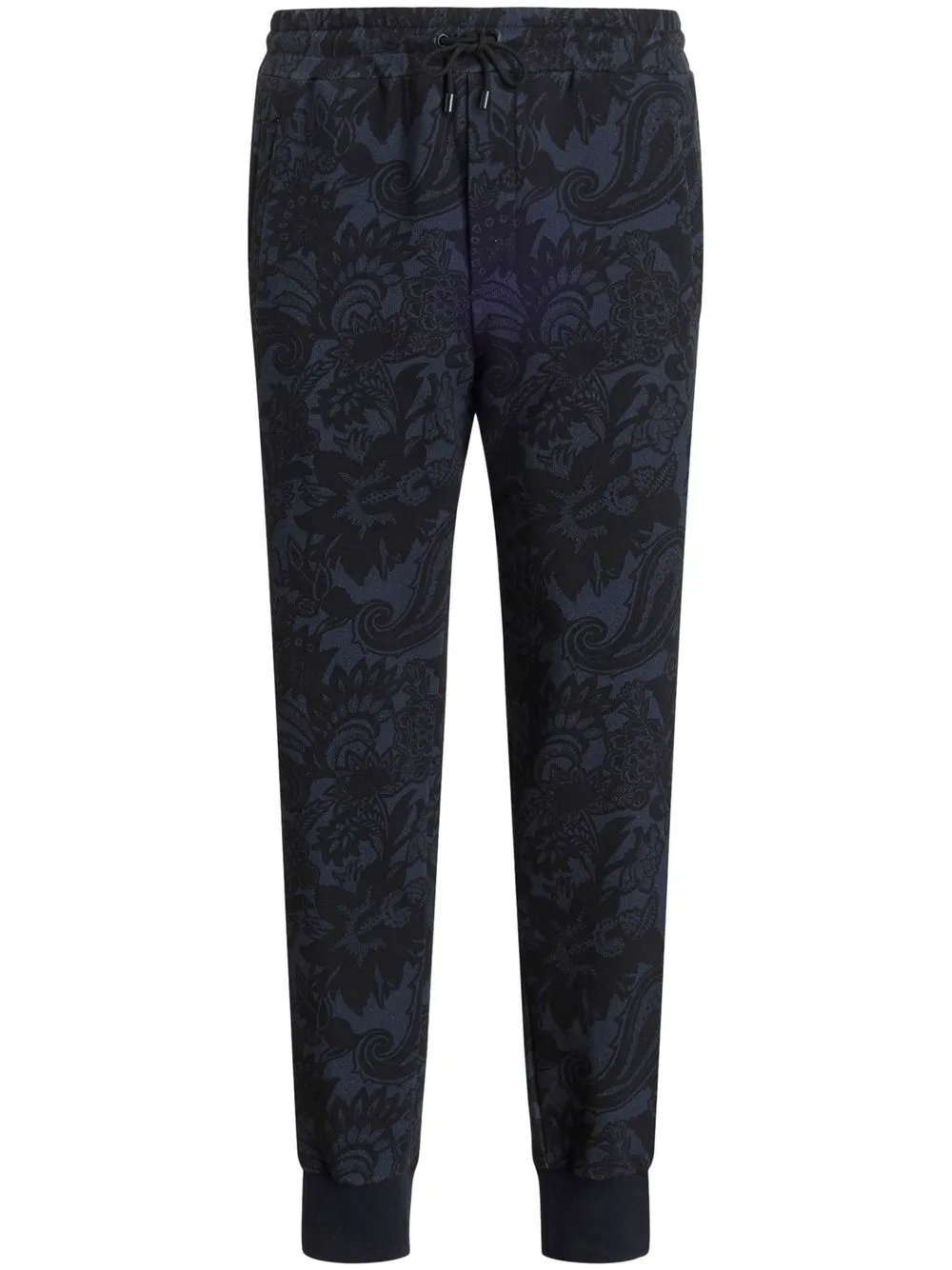 Shop Etro Paisley-print Cotton Track Trousers In Blue