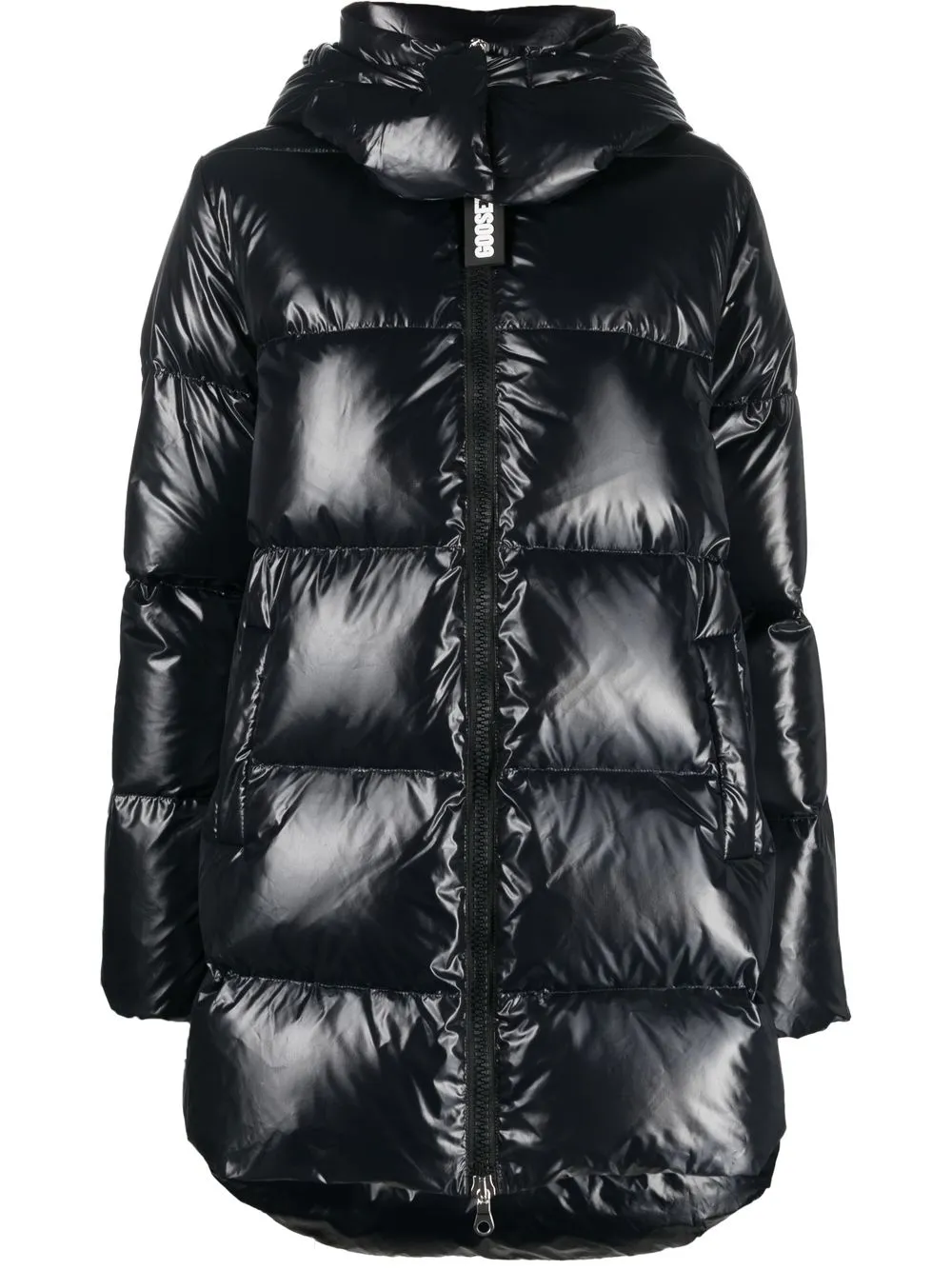 

Goose Tech high-shine hooded down jacket - Black