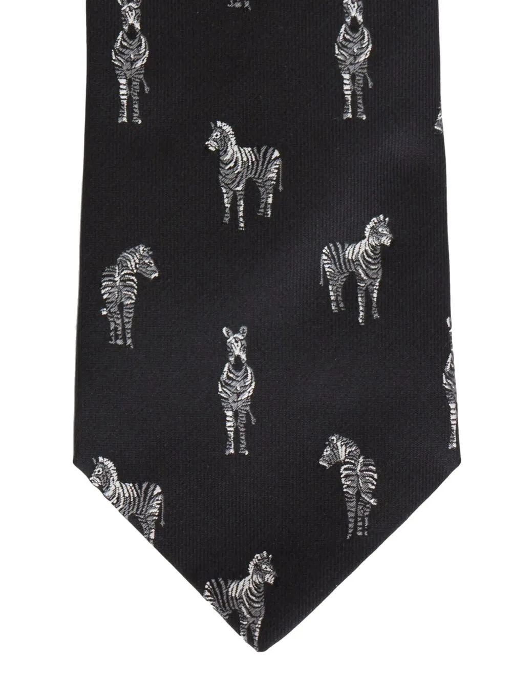 Shop Etro Zebra-print Silk Tie In Schwarz