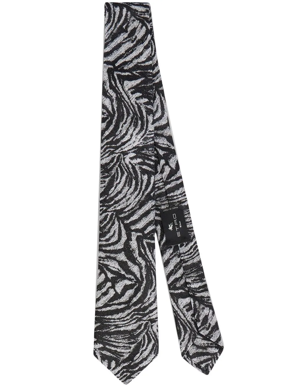 

ETRO zebra-print silk tie - Black