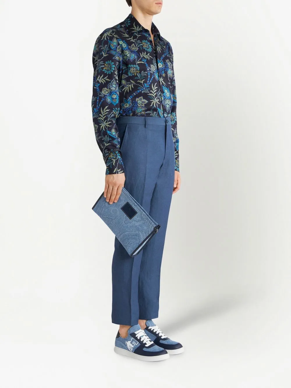 ETRO Clutch met paisley-print - Blauw