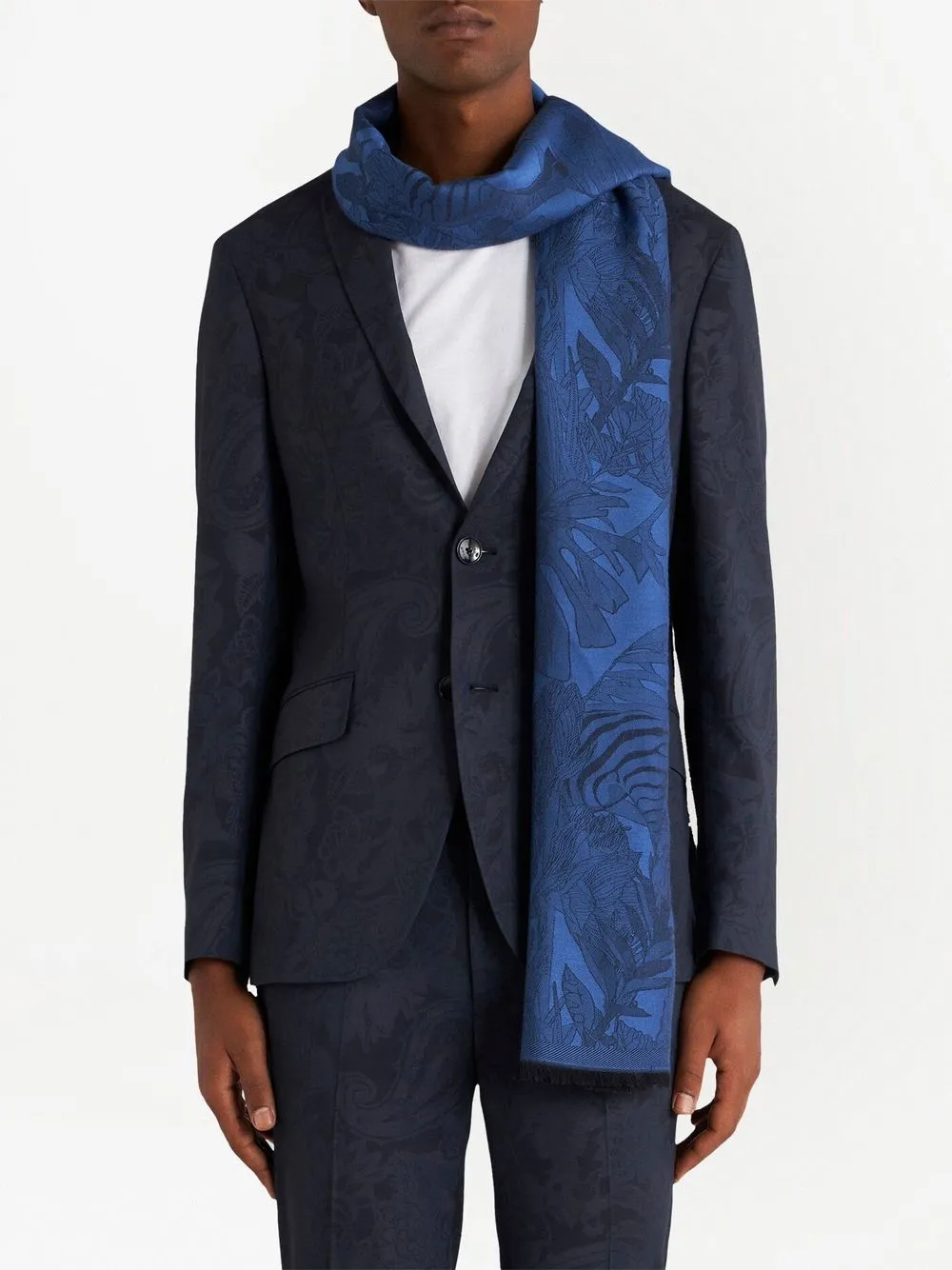 ETRO zebra-print knit scarf - Blauw