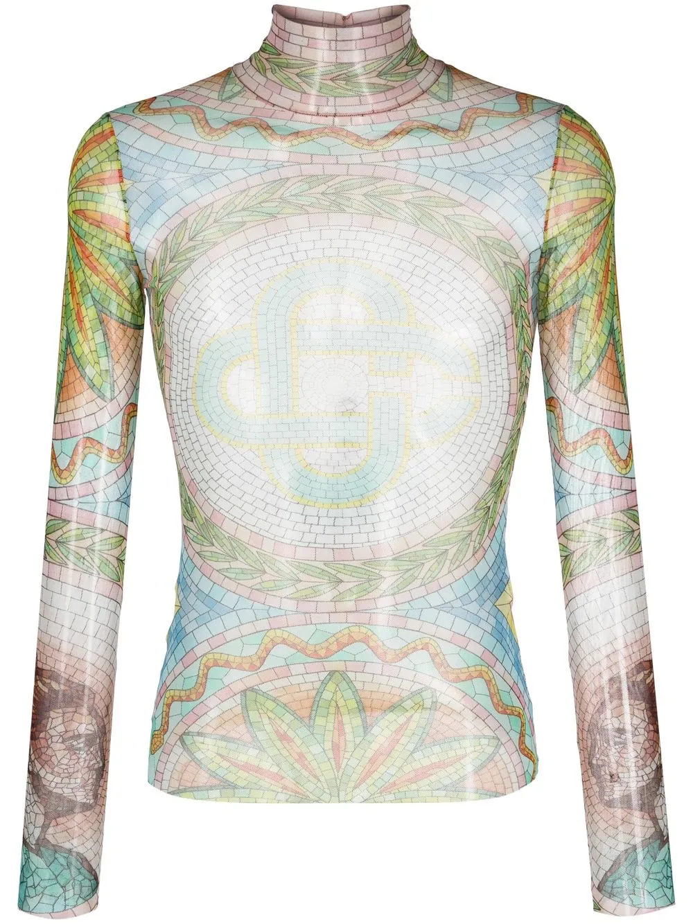 

Casablanca Mosaic Greques mesh top - Blue