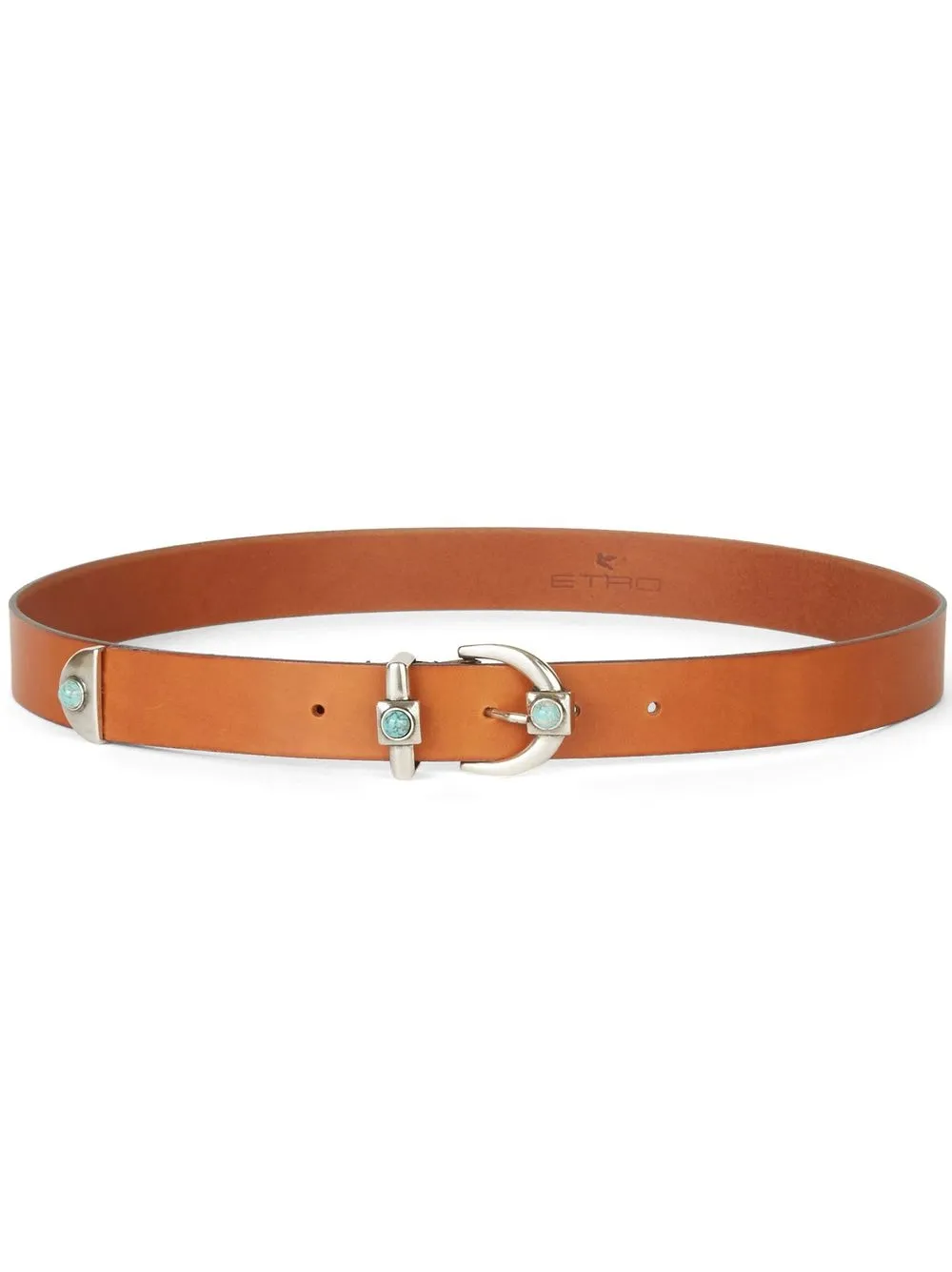 

ETRO turquoise-stone embellished belt - Brown