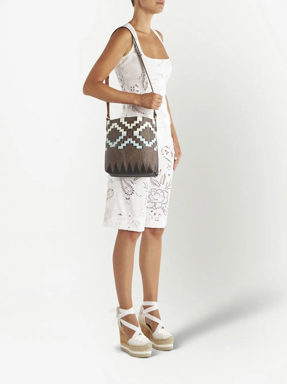 ETRO Crossbodytas met geometrische print - Bruin