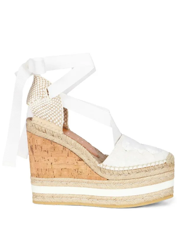 Wedges that tie around ankle top