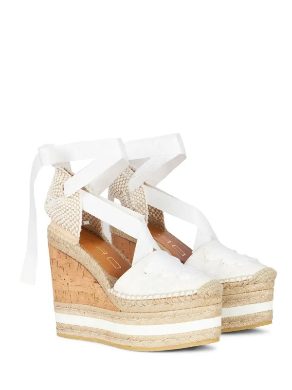 ETRO Espadrilles Compensees a Bride Cheville Nouee Blanc FARFETCH CM