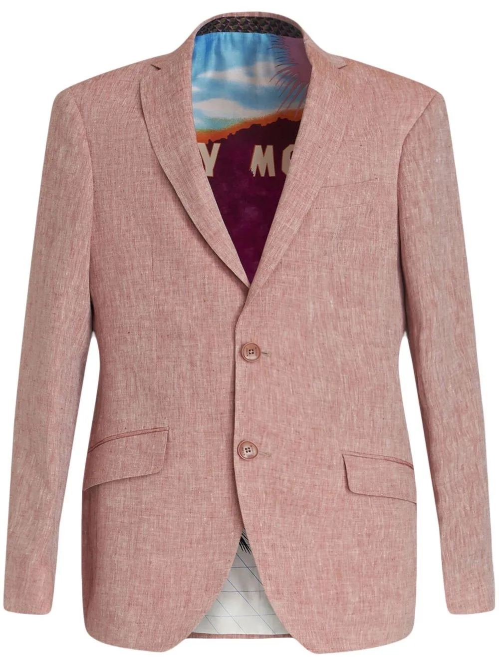 Shop Etro Single-breasted Linen Blazer In Red