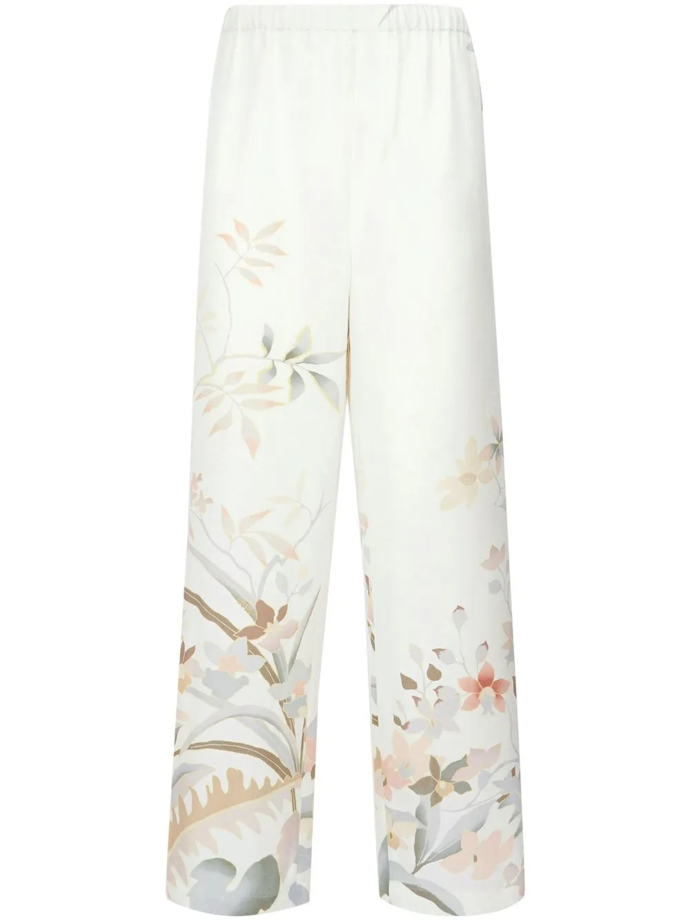 

ETRO silk floral-print wide-leg trousers - White