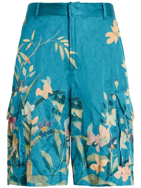 ETRO - floral-print velvet Bermuda shorts