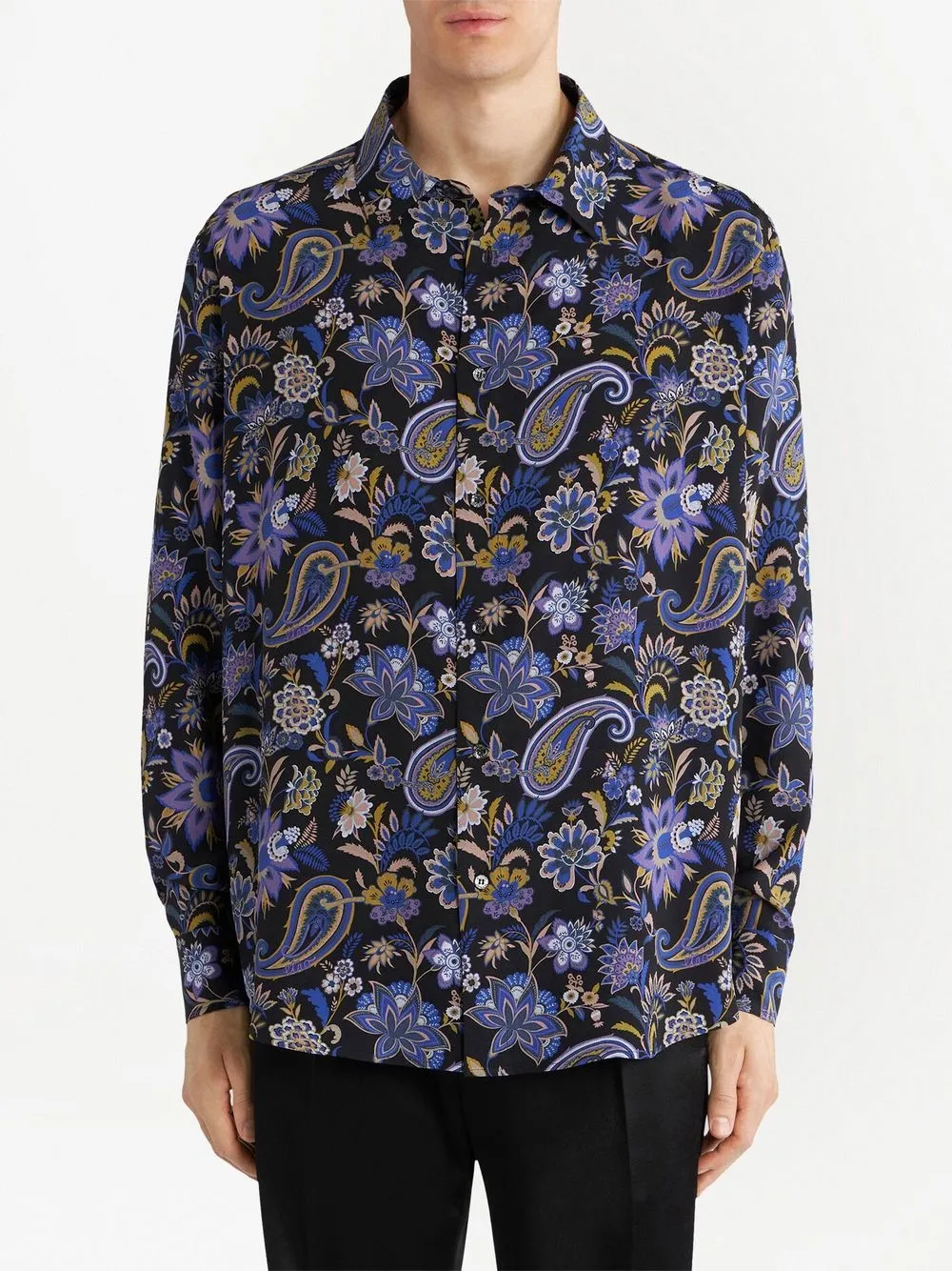 Shop Etro Paisley-print Silk Shirt In 黑色