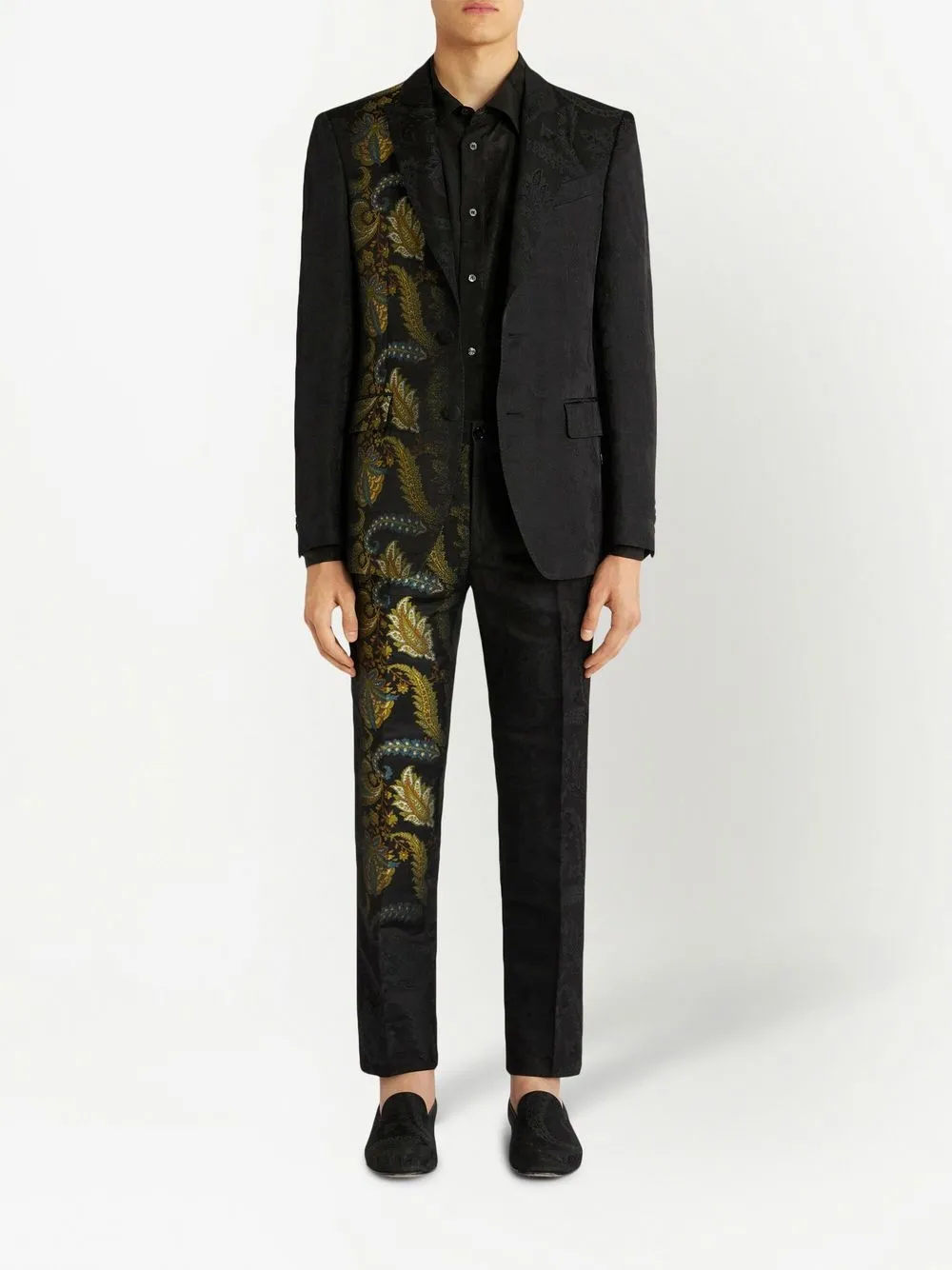 ETRO patterned-jacquard single-breasted blazer - Zwart