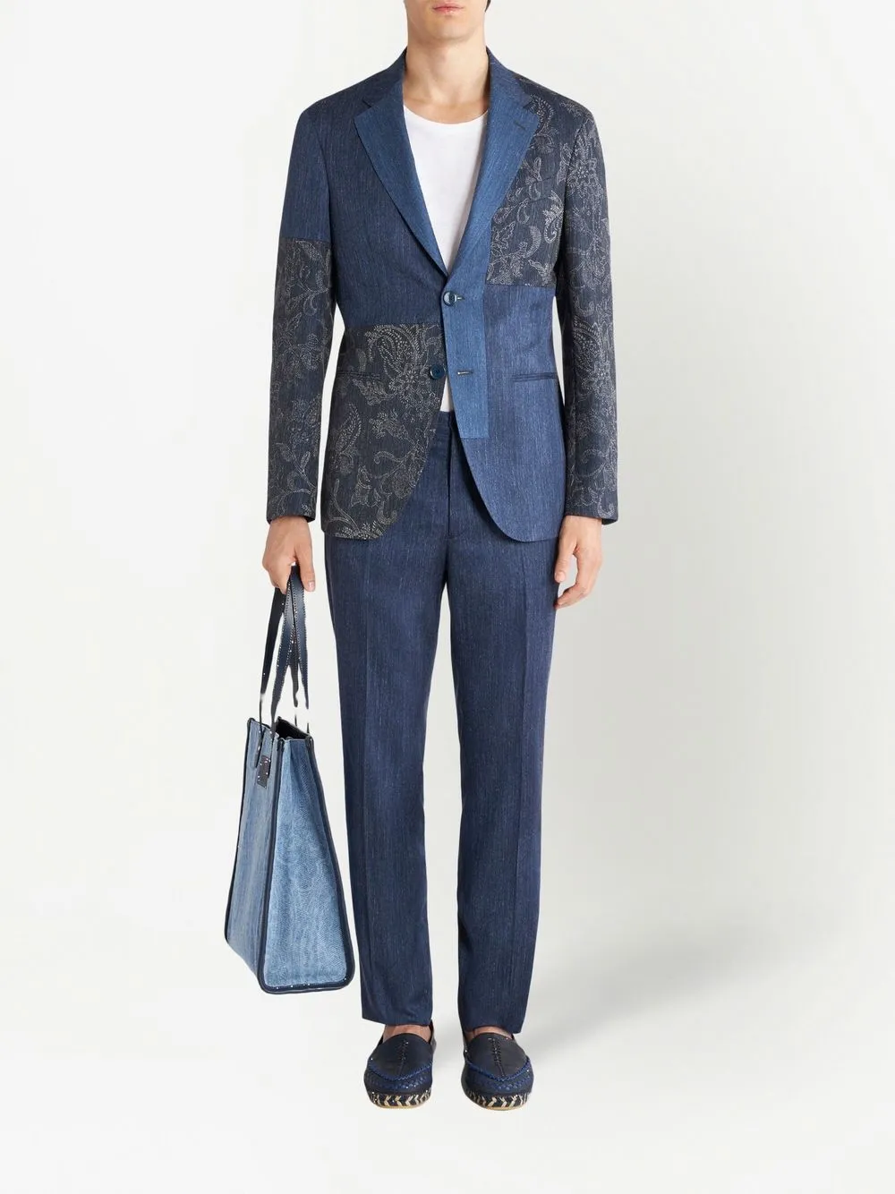 Shop Etro Tailored Tapered-leg Trousers In Blue